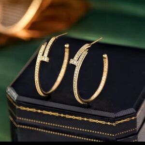 Just Un Clou Gold Crystal Nail Earrings